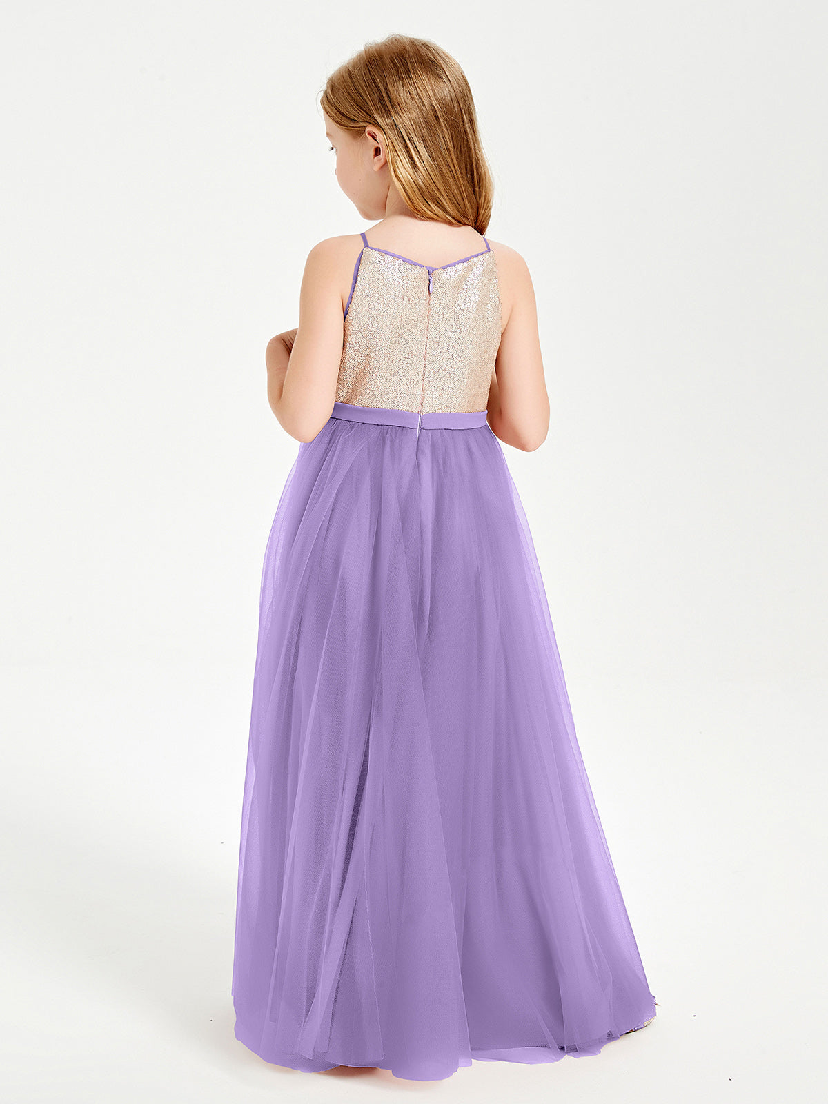 Sequined Top Long Tulle Junior Bridesmaid Gown Tahiti